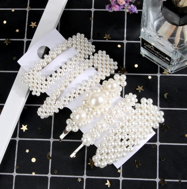 5Pcs/Set Fashion Pearl Hair Clip Snap Button Hair Pins for Women Sweet Pearl Hairpin Hair Clips Jewelry Lady Barrette Stick daiiibabyyy