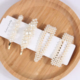 5Pcs/Set Fashion Pearl Hair Clip Snap Button Hair Pins for Women Sweet Pearl Hairpin Hair Clips Jewelry Lady Barrette Stick daiiibabyyy