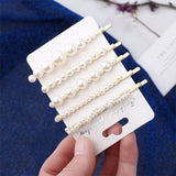 5Pcs/Set Fashion Pearl Hair Clip Snap Button Hair Pins for Women Sweet Pearl Hairpin Hair Clips Jewelry Lady Barrette Stick daiiibabyyy