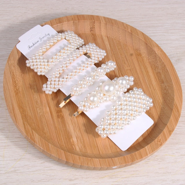 5Pcs/Set Fashion Pearl Hair Clip Snap Button Hair Pins for Women Sweet Pearl Hairpin Hair Clips Jewelry Lady Barrette Stick daiiibabyyy