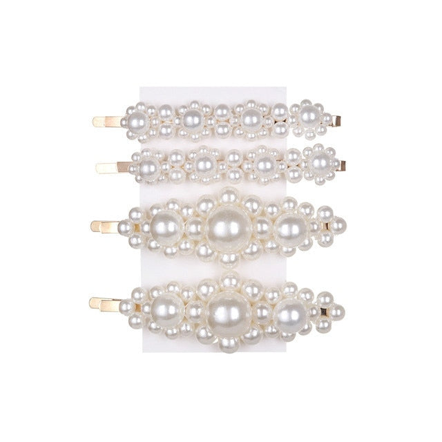 5Pcs/Set Fashion Pearl Hair Clip Snap Button Hair Pins for Women Sweet Pearl Hairpin Hair Clips Jewelry Lady Barrette Stick daiiibabyyy