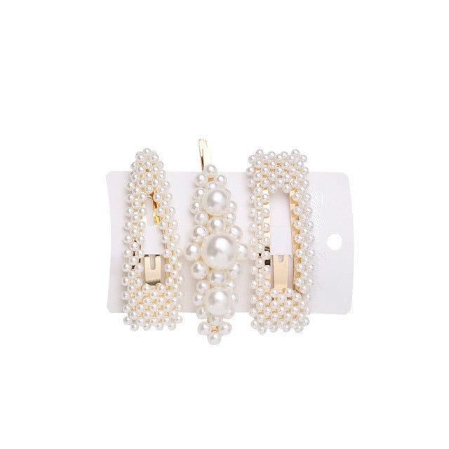 5Pcs/Set Fashion Pearl Hair Clip Snap Button Hair Pins for Women Sweet Pearl Hairpin Hair Clips Jewelry Lady Barrette Stick daiiibabyyy