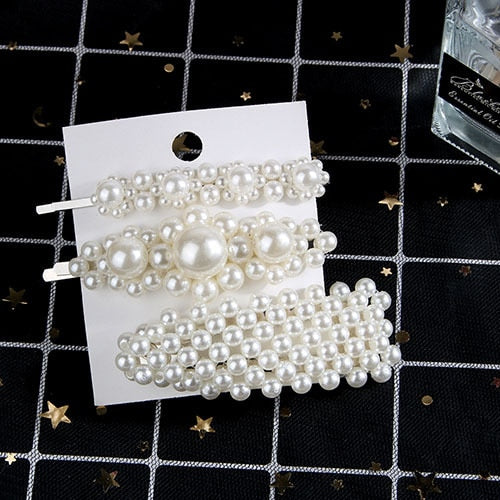 5Pcs/Set Fashion Pearl Hair Clip Snap Button Hair Pins for Women Sweet Pearl Hairpin Hair Clips Jewelry Lady Barrette Stick daiiibabyyy