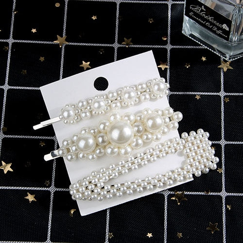5Pcs/Set Fashion Pearl Hair Clip Snap Button Hair Pins for Women Sweet Pearl Hairpin Hair Clips Jewelry Lady Barrette Stick daiiibabyyy