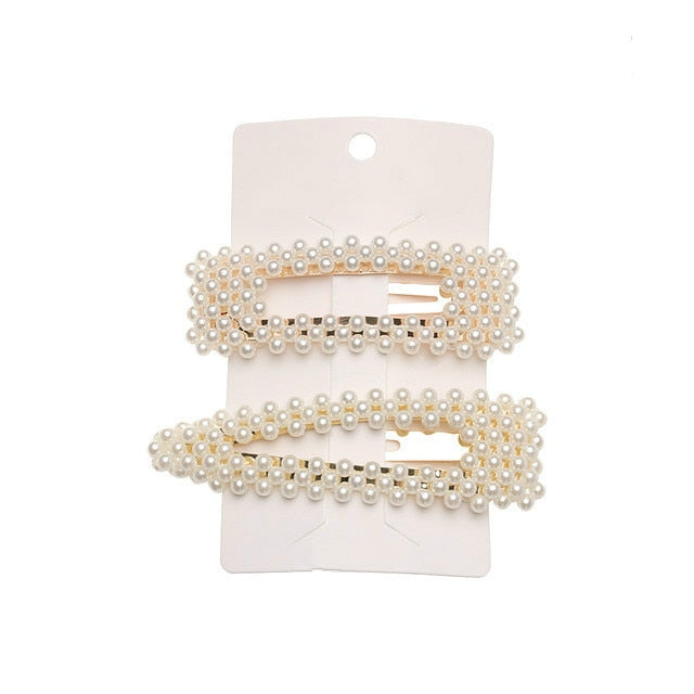 5Pcs/Set Fashion Pearl Hair Clip Snap Button Hair Pins for Women Sweet Pearl Hairpin Hair Clips Jewelry Lady Barrette Stick daiiibabyyy