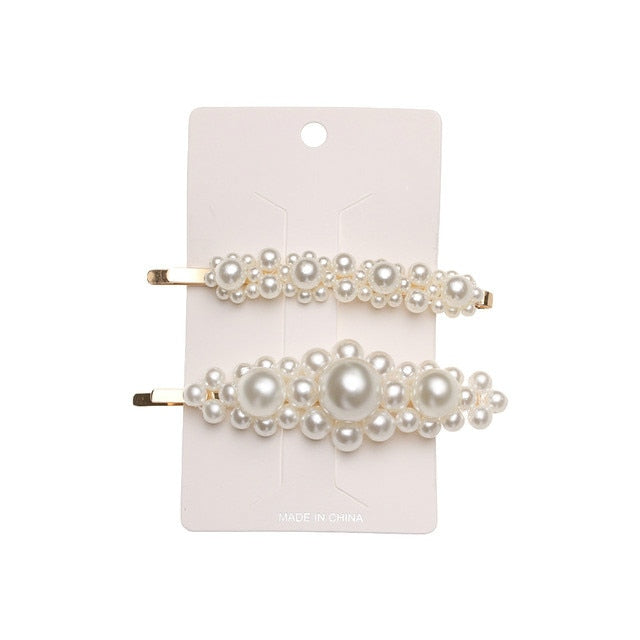 5Pcs/Set Fashion Pearl Hair Clip Snap Button Hair Pins for Women Sweet Pearl Hairpin Hair Clips Jewelry Lady Barrette Stick daiiibabyyy
