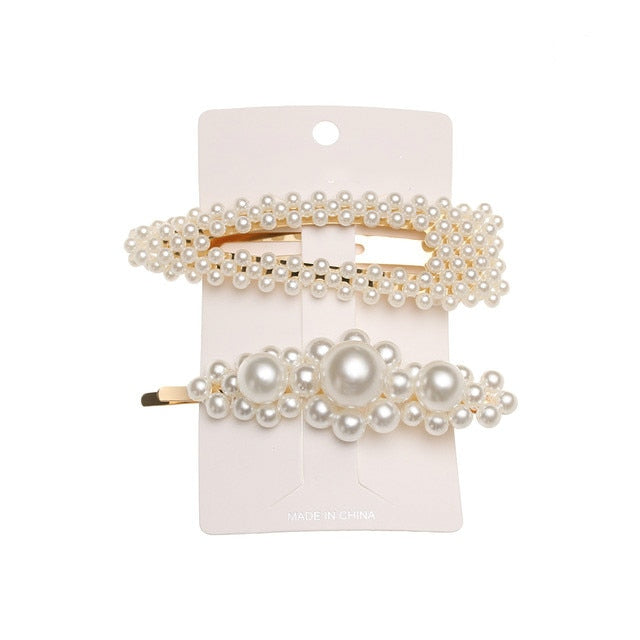 5Pcs/Set Fashion Pearl Hair Clip Snap Button Hair Pins for Women Sweet Pearl Hairpin Hair Clips Jewelry Lady Barrette Stick daiiibabyyy