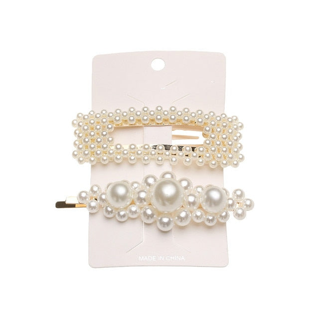 5Pcs/Set Fashion Pearl Hair Clip Snap Button Hair Pins for Women Sweet Pearl Hairpin Hair Clips Jewelry Lady Barrette Stick daiiibabyyy