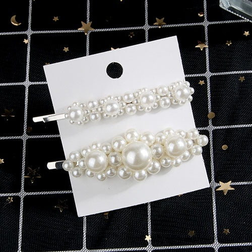 5Pcs/Set Fashion Pearl Hair Clip Snap Button Hair Pins for Women Sweet Pearl Hairpin Hair Clips Jewelry Lady Barrette Stick daiiibabyyy