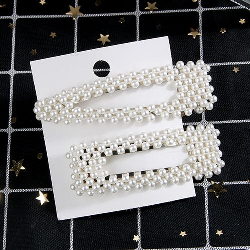 5Pcs/Set Fashion Pearl Hair Clip Snap Button Hair Pins for Women Sweet Pearl Hairpin Hair Clips Jewelry Lady Barrette Stick daiiibabyyy