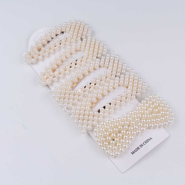 5Pcs/Set Fashion Pearl Hair Clip Snap Button Hair Pins for Women Sweet Pearl Hairpin Hair Clips Jewelry Lady Barrette Stick daiiibabyyy