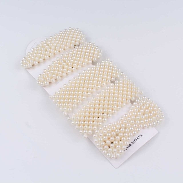 5Pcs/Set Fashion Pearl Hair Clip Snap Button Hair Pins for Women Sweet Pearl Hairpin Hair Clips Jewelry Lady Barrette Stick daiiibabyyy