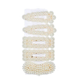 5Pcs/Set Fashion Pearl Hair Clip Snap Button Hair Pins for Women Sweet Pearl Hairpin Hair Clips Jewelry Lady Barrette Stick daiiibabyyy