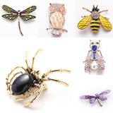 Animal Brooch Pins For Women Bling Rhinestone Bee Spider Brooches Dragonfly Brooches Pin Jewelry Wedding Party Bijoux Best Gift daiiibabyyy