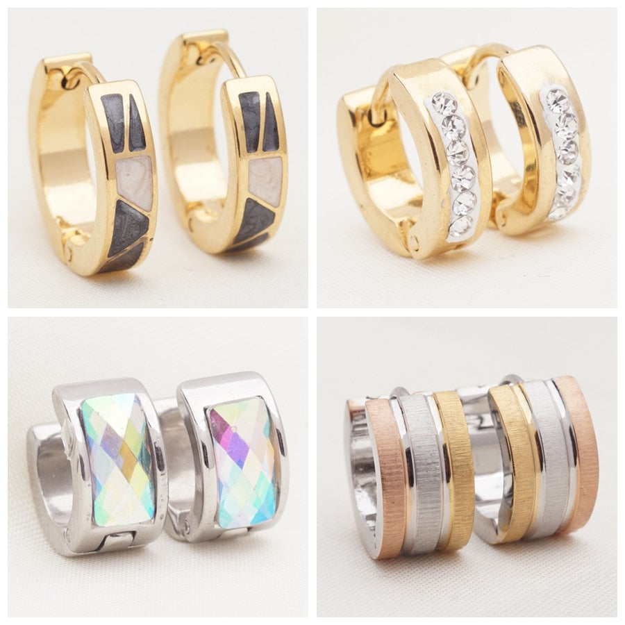 Yunkingdom 32 Pairs Different Style Fashion Geometric Stainless Steel Small Circle Hoop Earrings for Womens Girls Punk Jewelry daiiibabyyy