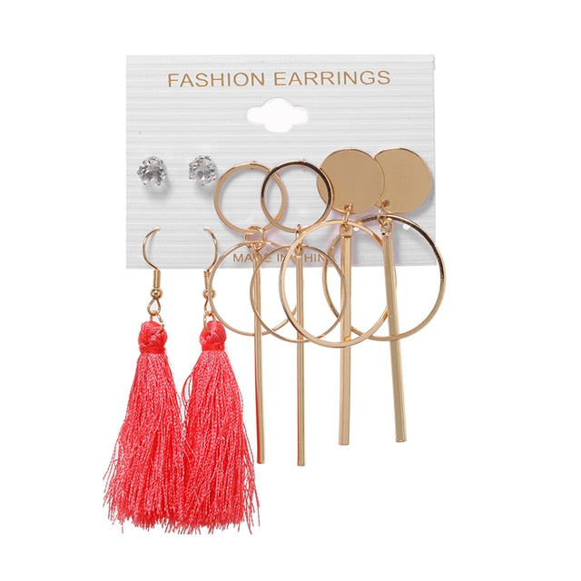 Tassel Acrylic Earrings For Women Bohemian Earrings Set Big Geometric Drop Earring 2020 Pearl Earrings Set DIY Fashion Jewelry daiiibabyyy