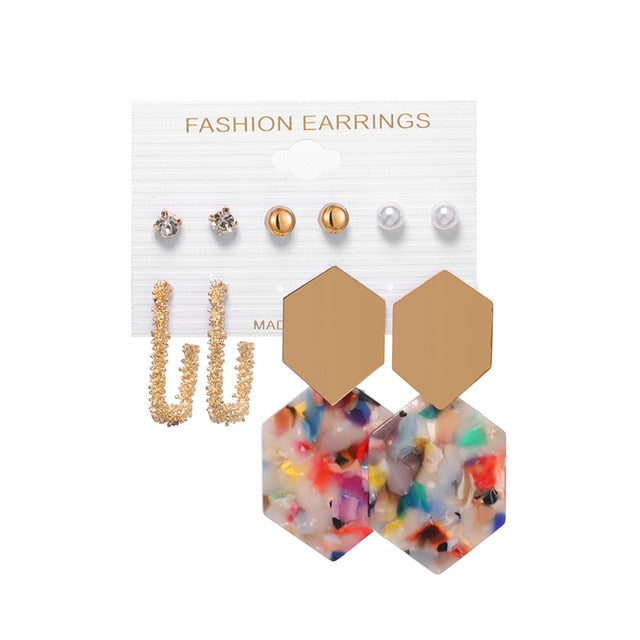 Tassel Acrylic Earrings For Women Bohemian Earrings Set Big Geometric Drop Earring 2020 Pearl Earrings Set DIY Fashion Jewelry daiiibabyyy