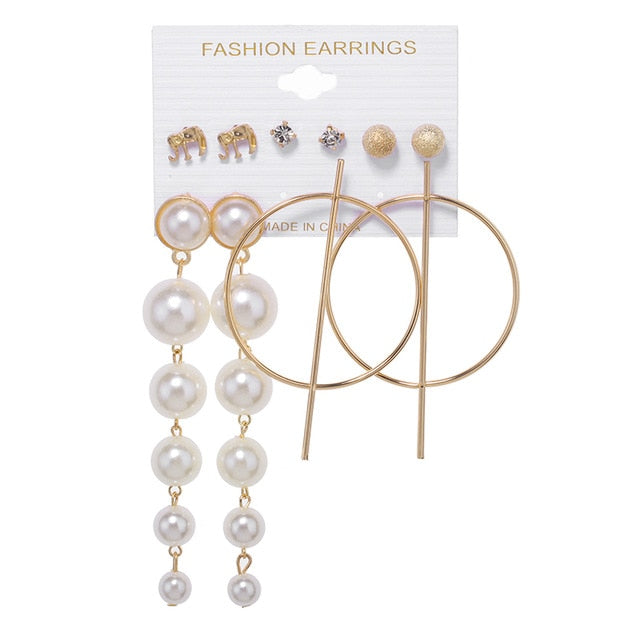 Tassel Acrylic Earrings For Women Bohemian Earrings Set Big Geometric Drop Earring 2020 Pearl Earrings Set DIY Fashion Jewelry daiiibabyyy