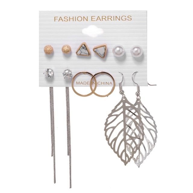 Tassel Acrylic Earrings For Women Bohemian Earrings Set Big Geometric Drop Earring 2020 Pearl Earrings Set DIY Fashion Jewelry daiiibabyyy