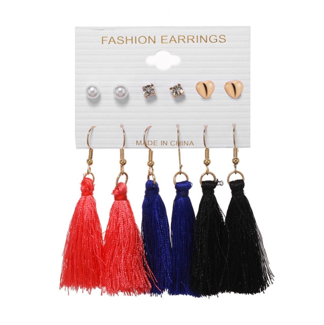 Tassel Acrylic Earrings For Women Bohemian Earrings Set Big Geometric Drop Earring 2020 Pearl Earrings Set DIY Fashion Jewelry daiiibabyyy