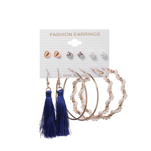 Tassel Acrylic Earrings For Women Bohemian Earrings Set Big Geometric Drop Earring 2020 Pearl Earrings Set DIY Fashion Jewelry daiiibabyyy