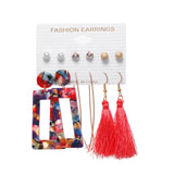 Tassel Acrylic Earrings For Women Bohemian Earrings Set Big Geometric Drop Earring 2020 Pearl Earrings Set DIY Fashion Jewelry daiiibabyyy
