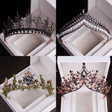 Baroque Black Crystal Pearl Bridal Tiaras Crown Rhinestone Pageant Diadem Bride Headband Wedding Hair Accessories Tiara De Noiva daiiibabyyy