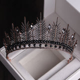 Baroque Black Crystal Pearl Bridal Tiaras Crown Rhinestone Pageant Diadem Bride Headband Wedding Hair Accessories Tiara De Noiva daiiibabyyy