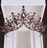 Baroque Black Crystal Pearl Bridal Tiaras Crown Rhinestone Pageant Diadem Bride Headband Wedding Hair Accessories Tiara De Noiva daiiibabyyy