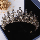 Baroque Black Crystal Pearl Bridal Tiaras Crown Rhinestone Pageant Diadem Bride Headband Wedding Hair Accessories Tiara De Noiva daiiibabyyy