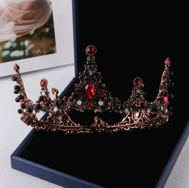 Baroque Black Crystal Pearl Bridal Tiaras Crown Rhinestone Pageant Diadem Bride Headband Wedding Hair Accessories Tiara De Noiva daiiibabyyy