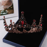 Baroque Black Crystal Pearl Bridal Tiaras Crown Rhinestone Pageant Diadem Bride Headband Wedding Hair Accessories Tiara De Noiva daiiibabyyy