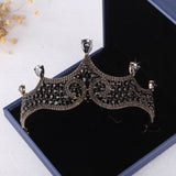 Baroque Black Crystal Pearl Bridal Tiaras Crown Rhinestone Pageant Diadem Bride Headband Wedding Hair Accessories Tiara De Noiva daiiibabyyy