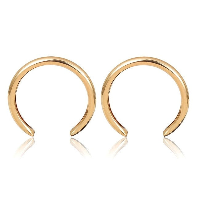 AENSOA Trendy Big Open Round Drop Earrings For Women Exaggerated Punk Gold Color Circle Metal Earring Party Wedding Jewelry daiiibabyyy