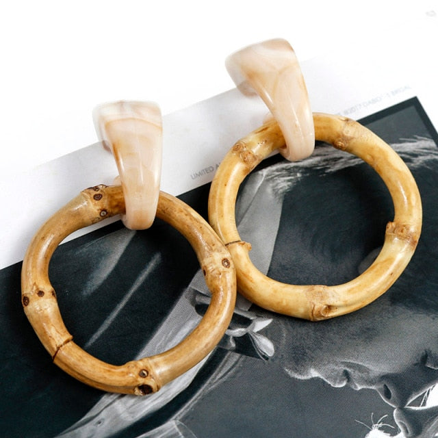 AENSOA Multiple 27 Style Korea Handmade Wooden Straw Weave Rattan Vine Braid Drop Earrings New Fashion Geometric Long Earrings daiiibabyyy