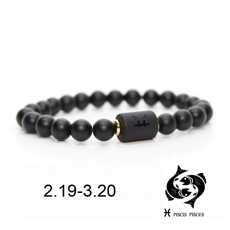Black stone Beads 12 constellation couple Bracelet Men Bracelets For Women Pulseras Moda Masculina Hombre Man Mens Jewellery daiiibabyyy