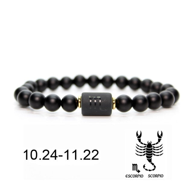 Black stone Beads 12 constellation couple Bracelet Men Bracelets For Women Pulseras Moda Masculina Hombre Man Mens Jewellery daiiibabyyy