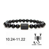 Black stone Beads 12 constellation couple Bracelet Men Bracelets For Women Pulseras Moda Masculina Hombre Man Mens Jewellery daiiibabyyy