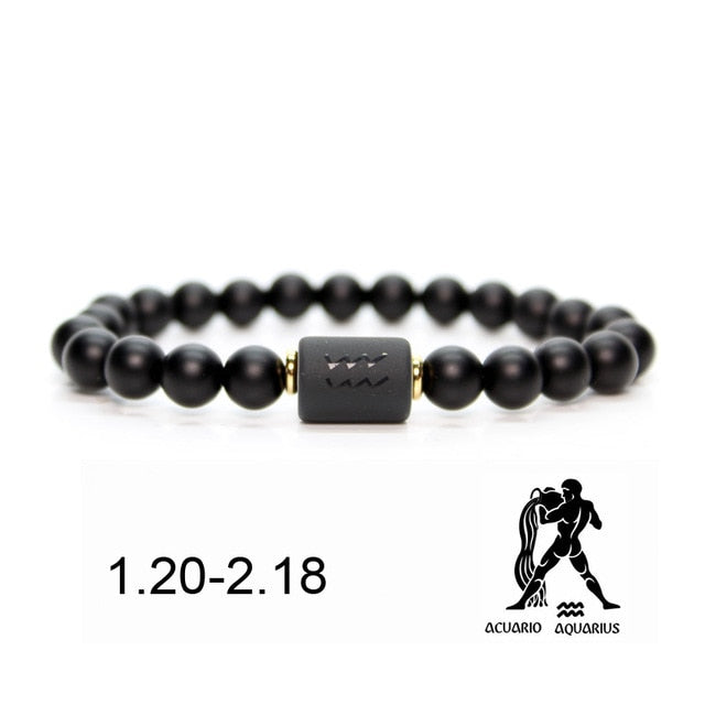 Black stone Beads 12 constellation couple Bracelet Men Bracelets For Women Pulseras Moda Masculina Hombre Man Mens Jewellery daiiibabyyy