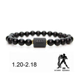 Black stone Beads 12 constellation couple Bracelet Men Bracelets For Women Pulseras Moda Masculina Hombre Man Mens Jewellery daiiibabyyy