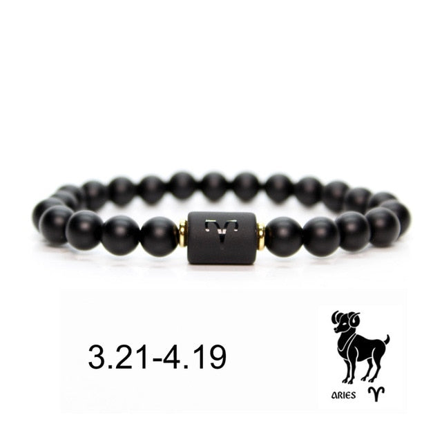 Black stone Beads 12 constellation couple Bracelet Men Bracelets For Women Pulseras Moda Masculina Hombre Man Mens Jewellery daiiibabyyy