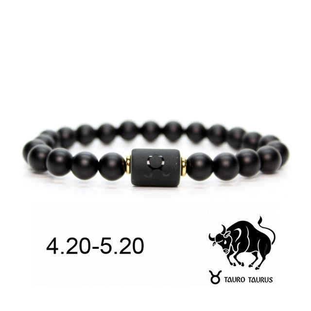 Black stone Beads 12 constellation couple Bracelet Men Bracelets For Women Pulseras Moda Masculina Hombre Man Mens Jewellery daiiibabyyy