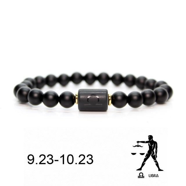 Black stone Beads 12 constellation couple Bracelet Men Bracelets For Women Pulseras Moda Masculina Hombre Man Mens Jewellery daiiibabyyy