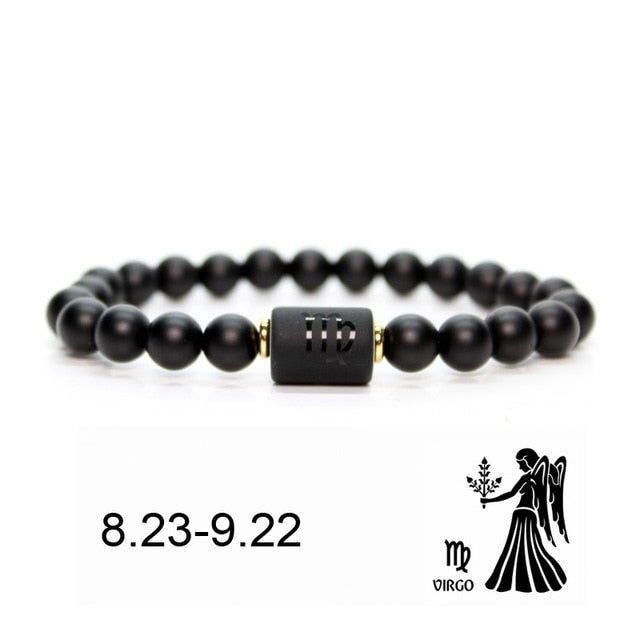 Black stone Beads 12 constellation couple Bracelet Men Bracelets For Women Pulseras Moda Masculina Hombre Man Mens Jewellery daiiibabyyy