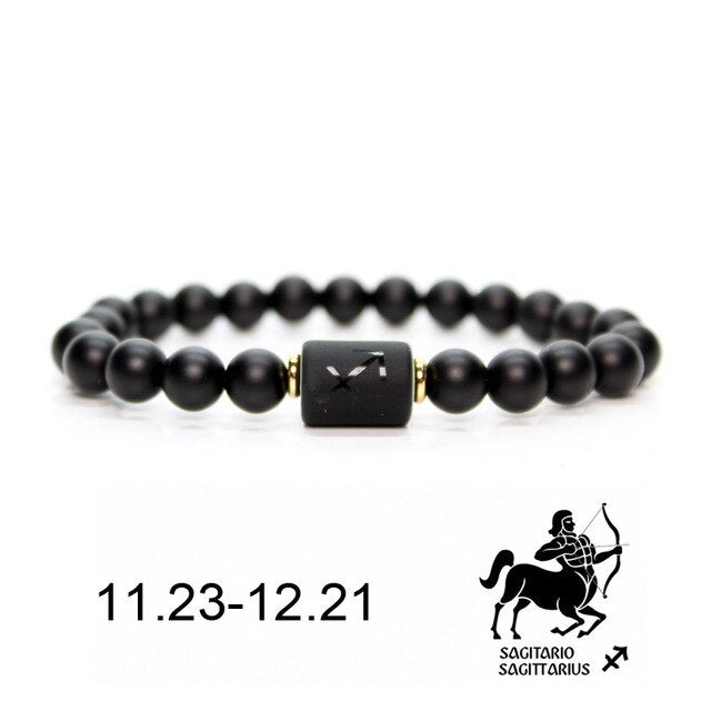 Black stone Beads 12 constellation couple Bracelet Men Bracelets For Women Pulseras Moda Masculina Hombre Man Mens Jewellery daiiibabyyy