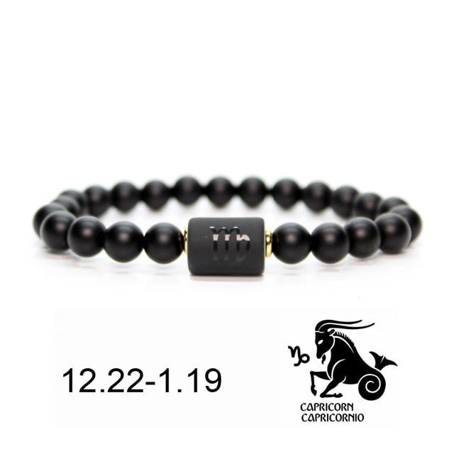 Black stone Beads 12 constellation couple Bracelet Men Bracelets For Women Pulseras Moda Masculina Hombre Man Mens Jewellery daiiibabyyy