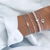 4pcs/Set Bohemian Stone beads chains bracelets Set For Women Metal Heart Round Tassel charm Bangle Fashion Jewelry daiiibabyyy