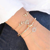 4pcs/Set Bohemian Stone beads chains bracelets Set For Women Metal Heart Round Tassel charm Bangle Fashion Jewelry daiiibabyyy