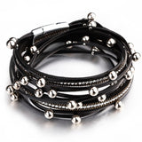 ALLYES Metal Beads Charm Leather Bracelets for Women Fashion  Crystal Chain Bohemian Multilayer Wrap Bracelet Female Jewelry daiiibabyyy
