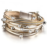 ALLYES Metal Beads Charm Leather Bracelets for Women Fashion  Crystal Chain Bohemian Multilayer Wrap Bracelet Female Jewelry daiiibabyyy